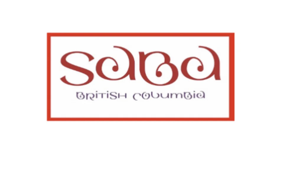 Logo of SABA British Columbia featuring stylized red text and a rectangular red border.